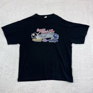 2006 SUPERBOWL XL PITTSBURGH STEELERS V SEATTLE SEAHAWKS‎ BLACK TSHIRT NFL